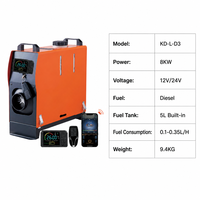 Chauffage diesel vertical tout-en-un 8KW 12V/24V avec réservoir intégré de 5L, écran LCD numérique et télécommande pour camping-car, camion, caravane, maison