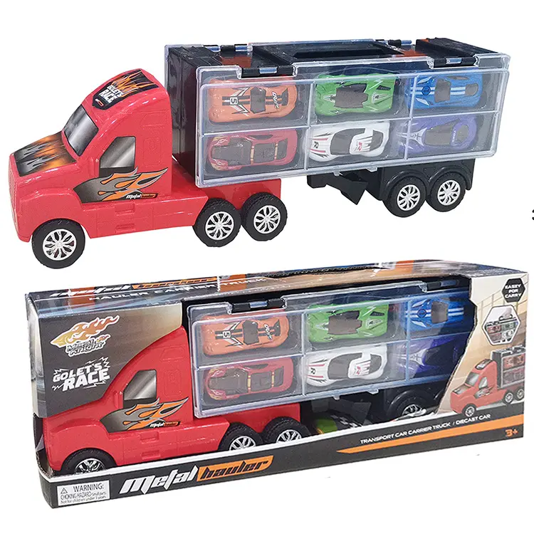 Hot Toys Transport Car Carrier Truck Toy 6 eleganti auto da corsa in metallo pressofusi in lega macchinina per bambini