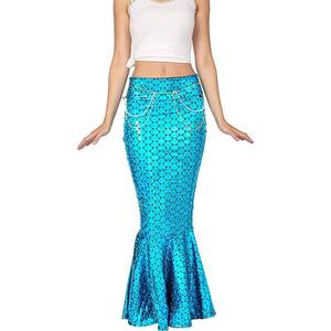 Falda Azul Brillante con Estampado de Escamas para Mujer, Disfraz de Princesa Sirena, Disfraces de Halloween, Poliéster, MS TV Movie - Product Image 5