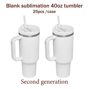 Taza de Viaje de Acero Inoxidable de 40 oz, Ecológica, Blanca Brillante, para Sublimación, con Tapa de Color y Asa, para Café Helado y Camping - Product Image 2