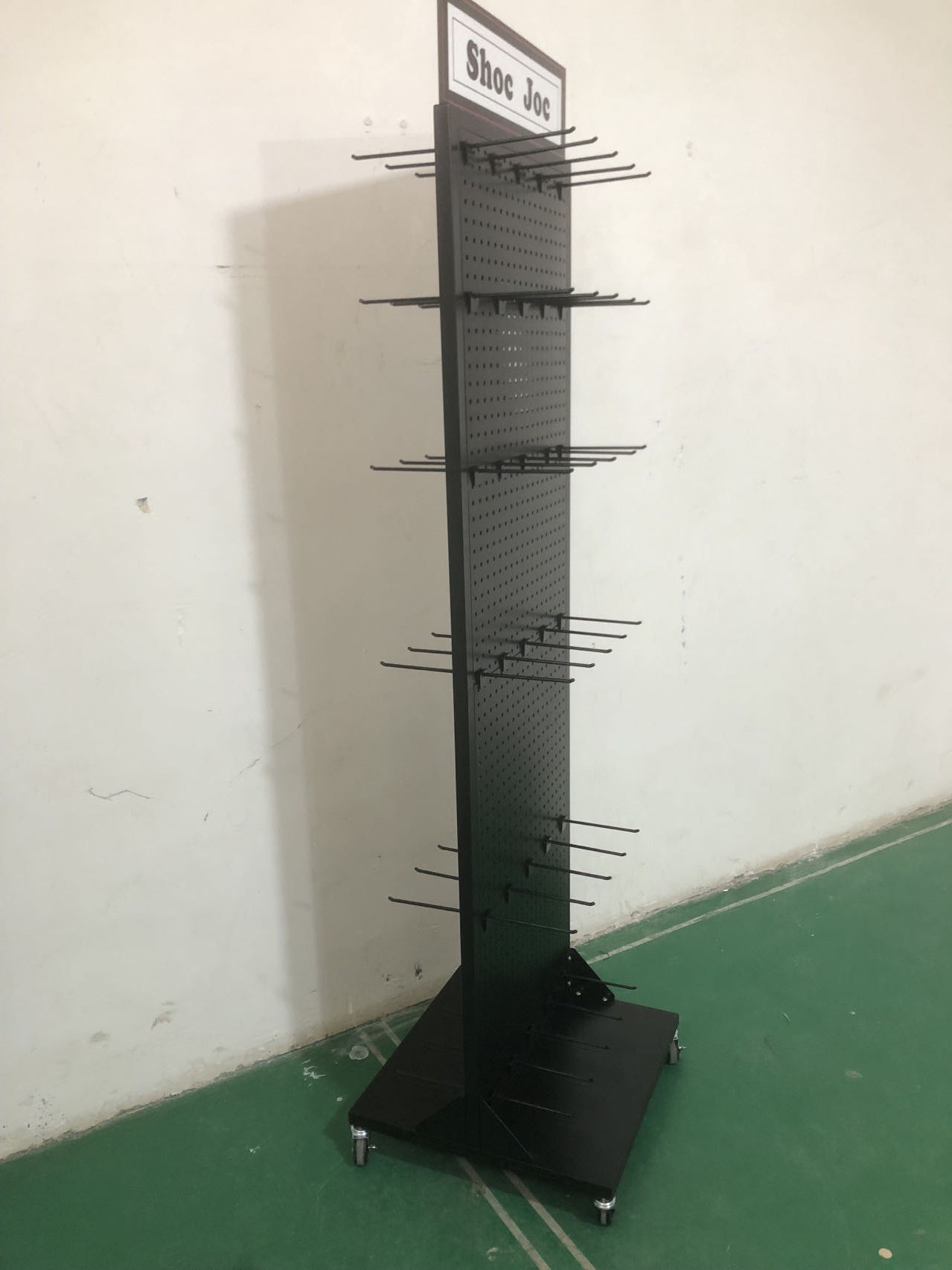 Double-sided Metal Advertising Display Stand with Wheel Custom Logo for Modern Floor Stand for Retail Shops — view 5