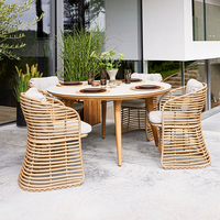 Ensemble de table basse en rotin tressé de luxe pour l'extérieur, trois pièces, avec structure en aluminium - Meubles de jardin et de parc confortables et écologiques