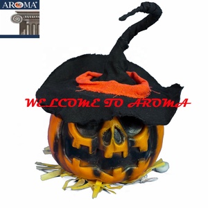 Vente flash : Décoration d'Halloween unique, citrouille animée qui bouge avec un chapeau, pour la décoration murale de maison hantée, décorations de fête - Product Image 2