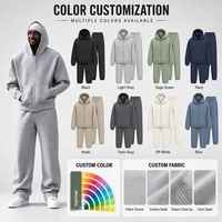 Ensemble de survêtement personnalisé pour homme en coton biologique, écologique et durable, comprenant un sweat à capuche zippé surdimensionné et un pantalon de jogging, idéal pour le streetwear quotidien