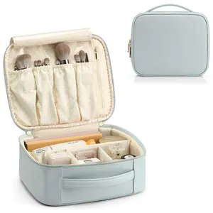 Moda büyük kapasiteli seyahat tuvalet Tote Pu deri kadın makyaj çantası toplu toptan lüks özel kozmetik çantası