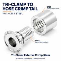Embouts de sertissage sanitaire Tri-Clamp pour tuyau, embouts Crimplok SFCF, embouts de serrage X pour tige de tuyau SFCE, embouts de sertissage de tuyau en acier inoxydable