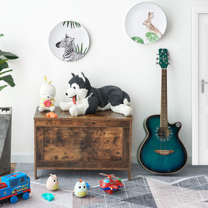 <span class=keywords><strong>Coffre</strong></span> à jouets rétro en bois avec charnière de sécurité-Banc de rangement de 29.9x15.7x18.9 pouces supportant 220 lb/100 kg, organisateur brun rustique - Product Image 4