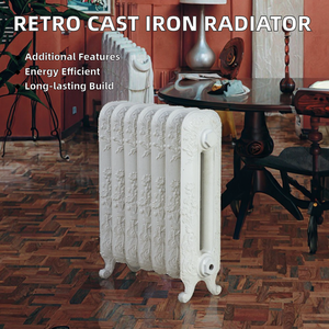 <span class=keywords><strong>Radiateur</strong></span> en fonte de style rétro de 60cm de haut, conception de marguerite à 7 sections, pièces de CVC électriques à économie d'énergie rectangulaires, conception graphique domestique - Product Image 2