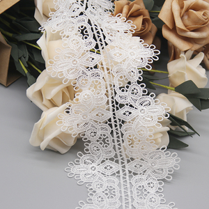 Hot Bán Trắng 100% Polyester Pháp Ren Pháp Ren Sang Trọng Rộng Nước Hòa Tan Ren Cho May Mặc - Product Image 2