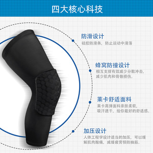 Ginocchiere basket Logo personalizzato <span class=keywords><strong>pallavolo</strong></span> <span class=keywords><strong>ginocchiera</strong></span> a nido d'ape antiscivolo manica gamba manica protettiva per bambini adulti - Product Image 5