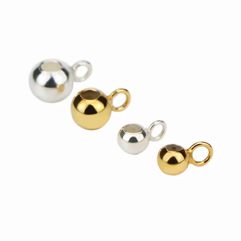 Grosir aksesoris perhiasan temuan 925 perak murni 5 mm silikon dapat diatur manik-manik berlapis emas manik-manik untuk membuat perhiasan