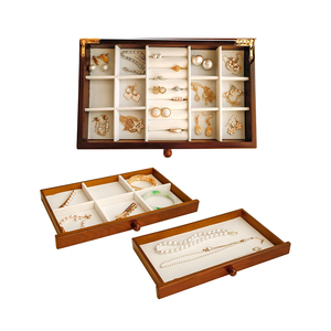 Dây Chuyền Bông Tai Nhẫn 3 Lớp Hộp Đồ Trang Sức Cho Phụ Nữ Đồ Trang Sức Bằng Gỗ Chủ Tổ Chức Hộp - Product Image 6