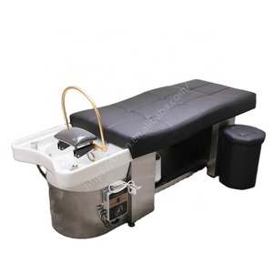Kisen Modern Lay Down Head Spa Equipment Hair Salon Washing Chair Barbershop Thai Shampoo Chair <b>Bed</b> with Salon Ceramic Sink - Product Image 1