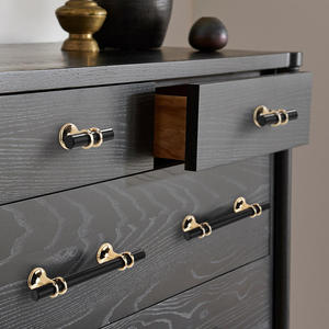 Modern European Simple Style Iron Furniture Hardware Drawer Handle for Wardrobe Cabinet <b>Black</b> Gold Color Antirust Eco-Friendly - Product Image 2