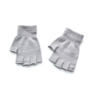 YJ030 Guantes de medio dedo de color liso, cálidos para otoño e invierno, adecuados para uso en la oficina, guantes de punto de lana, unisex, para adultos. - Product Image 5