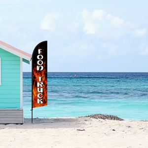 รถขายอาหารขนาด 2.5*11.5 ฟุต ธงขนนกคุณภาพสูงแบบกำหนดเอง ธงชายหาดสำหรับงานปาร์ตี้ริมชายหาดและการโฆษณาส่งเสริมการขาย - Product Image 4