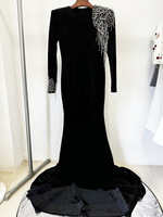 Nouvelle Collection 2026 – Robe de Soirée Modeste pour Femme Arabe, Robe de Luxe Broderie Cristal, Pompons Perlés, Élégante Robe de Cérémonie Formelle