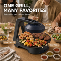 Grill électrique sans fumée Premium 360 °   Barbecue rotatif pour les fêtes à domicile et les dîners en famille
