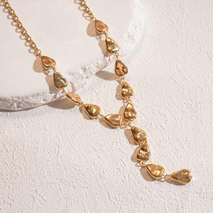 Chaîne de pull polyvalente pour femme, style européen-américain transfrontalier, en alliage incrusté de résine, avec croix en forme de cœur et chaîne en bambou, luxe léger et design de niche - Product Image 6