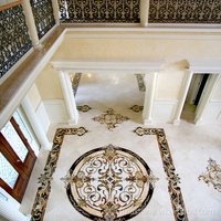 Mosaïque de marbre incrustée au jet d'eau pour tapis de sol, design royal, pour hall d'entrée intérieur, carrelage de sol en marbre incrusté