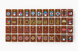 Juego de Mahjong Americano Moderno con Diseño Floral, Fichas de Acrílico Color Chocolate Marrón con Joker, Juego de Mesa para Interiores - Product Image 2