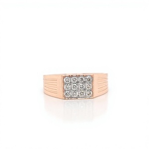 แหวนแต่งงานผู้ชาย Lurba Jewels Moissanite ทองคำชมพู 10K/14K/18K สไตล์ฮิปฮอป รูปทรงเรขาคณิตสี่เหลี่ยมประดับเพชรแบบฝังเต็มวง แหวนสำหรับทั้งชายและหญิง - Product Image 1