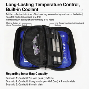 Bolsa Refrigerante para <span class=keywords><strong>Insulina</strong></span> con Logotipo Personalizado, Bolsa Refrigerante para <span class=keywords><strong>Insulina</strong></span>, Estuche de Transporte para <span class=keywords><strong>Insulina</strong></span> de Aluminio Duradero con Revestimiento de EVA + Cuero PU - Product Image 6
