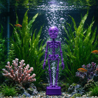 Décoration d'Halloween : Squelette Dansant Imprimé en 3D pour Aquarium, Boîte en Plastique avec Mouvement Dynamique à Propulsion d'Air, Attraction Lumineuse, Nouveauté Fêtes