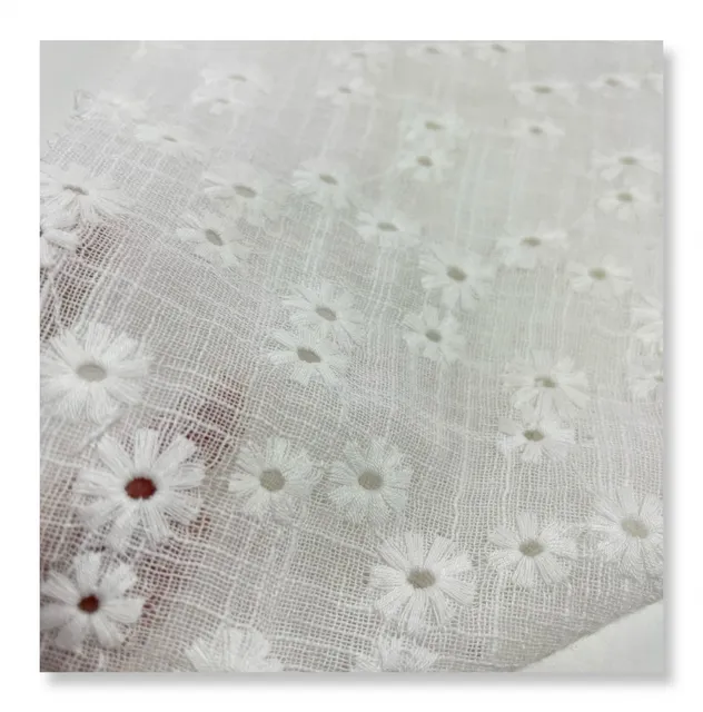 Cheap soft white floral guipure lace eyelet 100 cotton embroidery lace fabric for high fashion