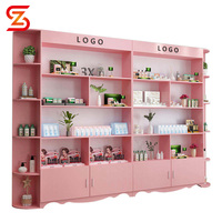 Vitrine de présentation de maquillage moderne pour salon de beauté, design personnalisé, éclairage LED, présentoir de produits cosmétiques pour la vente au détail
