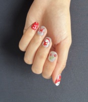 Faux ongles à presser My Melody Cherry Bow Rouge Argent, faits main, peints à la main, effet 3D, réutilisables, application facile