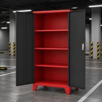 Armario para Herramientas de Acero Laminado en Frío con Doble Puerta, Cerradura Electrónica de Combinación, Estantes Ajustables, Patas de Base Cónicas, Opciones de Varios Colores