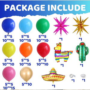 Kit de guirlande d'arche de ballons arc-en-ciel, cactus, lama, <span class=keywords><strong>sombrero</strong></span>, ballons en feuille d'explosion d'étoiles pour fête mexicaine hawaïenne de tacos - Product Image 2