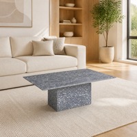 Table basse rectangulaire sur mesure en terrazzo avec base géométrique, mobilier moderne pour salon, décoration intérieure