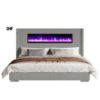 Cadre de lit réglable moderne de style californien, taille King, revêtement en velours, structure en métal, écologique, durable, tête de lit extra haute de 60,4 pouces