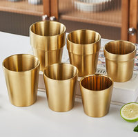 300ml 450ml Double Creux Anti Brûlure 304 Tasses À Eau En Acier Inoxydable Restaurant et Hôtel Fournitures Tasse À Bière Coréenne Prêt à Expédier
