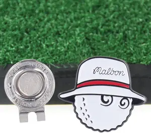 Neuer Karikatur-Stil individueller Metall-Golfball-Marker Poker Chip mit magnetischem Hutclip Golfzubehör