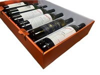 Boîte cadeau pliante en papier kraft pour 6 bouteilles de vin avec logo personnalisé, doublure en éponge, fermeture magnétique, emballage jetable