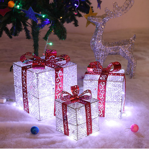 DAMAI Iron 15 20 25CM <b>Gift</b> <b>Box</b> 3PCS Set <b>Christmas</b> Lights Outdoor Decoration Red Blue Golden Home Decor <b>Christmas</b> Decorations - Product Image 3