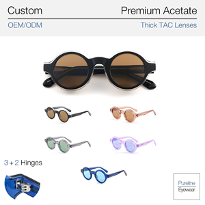 ピュアラインアイウェア ラウンドレトロサングラス レディース カスタマイズ可能ロゴ ローズゴールド 透明フレーム UV400保護シェード - Product Image 3