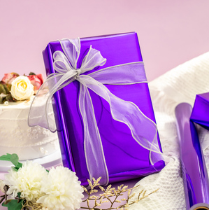Purple Wrapping <b>Paper</b> <b>Roll</b> - 17 In X 32.8 Ft(46.5 sq.ft.) Metallic Solid Color Purple Gift <b>Wrap</b> with Cutting Lines - Product Image 2