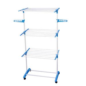 軽量 3段 折りたたみ式 鉄製 衣類乾燥ラック 靴 キッチン 浴室用 自立式 物干し棚 - Product Image 2