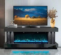 Mueble de TV con Espejo de Madera, Mueble para Televisor con Chimenea Eléctrica para Sala de Estar, Venta Directa de Fábrica