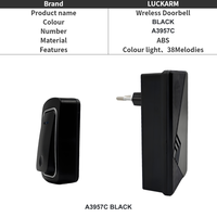 Sonnette de porte numérique sans fil 130M AC 110-240V à installation facile, longue durée de vie, pour maison, villa, appartement, avec 38 mélodies et prise de batterie