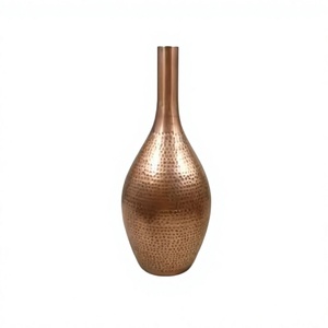 Customized Size Shape Wedding Home Decoration Tabletop High Quality Elegant Modern Aluminium Hammered Eco-friendly Flower Vase - Product Image 1