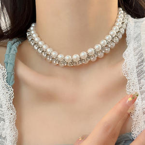 Collar de perlas, joyería para mujer, Gargantilla, fiesta, banquete, vestido, accesorio, collar elegante para mujer, cadena corta de clavícula - Product Image 6