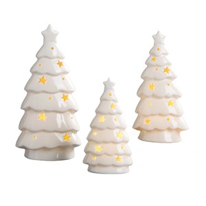 Máy tính để bàn nhỏ gốm giáng sinh trang trí cây LED thắp sáng cây gốm - Product Image 5