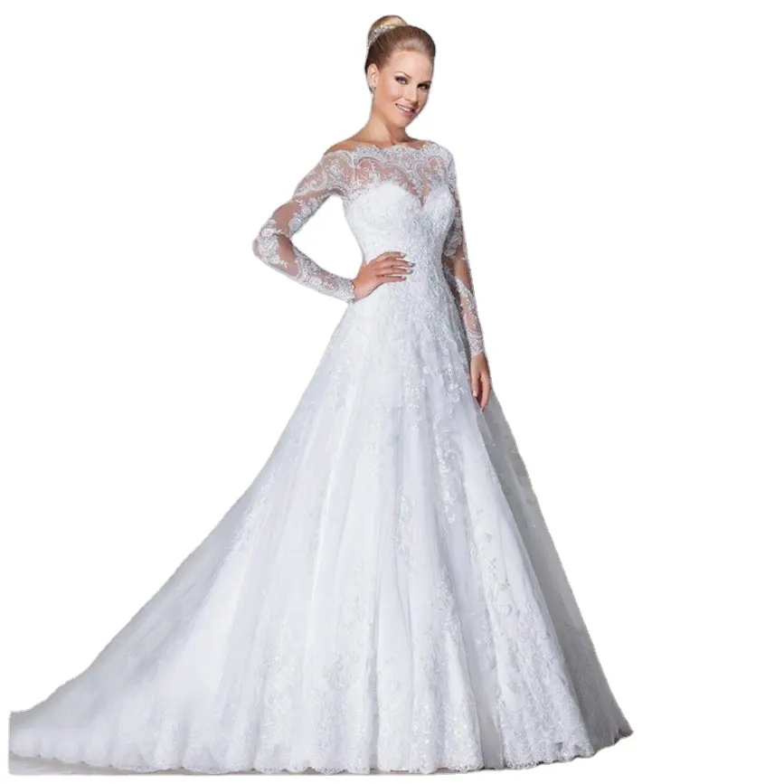Gaun pengantin sederhana gaun pengantin indah gaun wanita seksi Vestido De Novia gaun pengantin ukuran besar