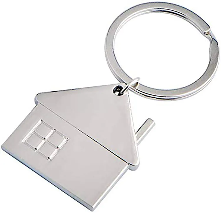 Porte-clés en métal en forme de maison avec votre logo gravé cadeau promotionnel créatif porte-clés maison porte-clés