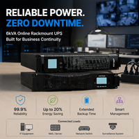 Onduleur 6 kVA 5400 W à montage en rack, double conversion en ligne, longue autonomie pour petit centre de données ou rack de serveurs